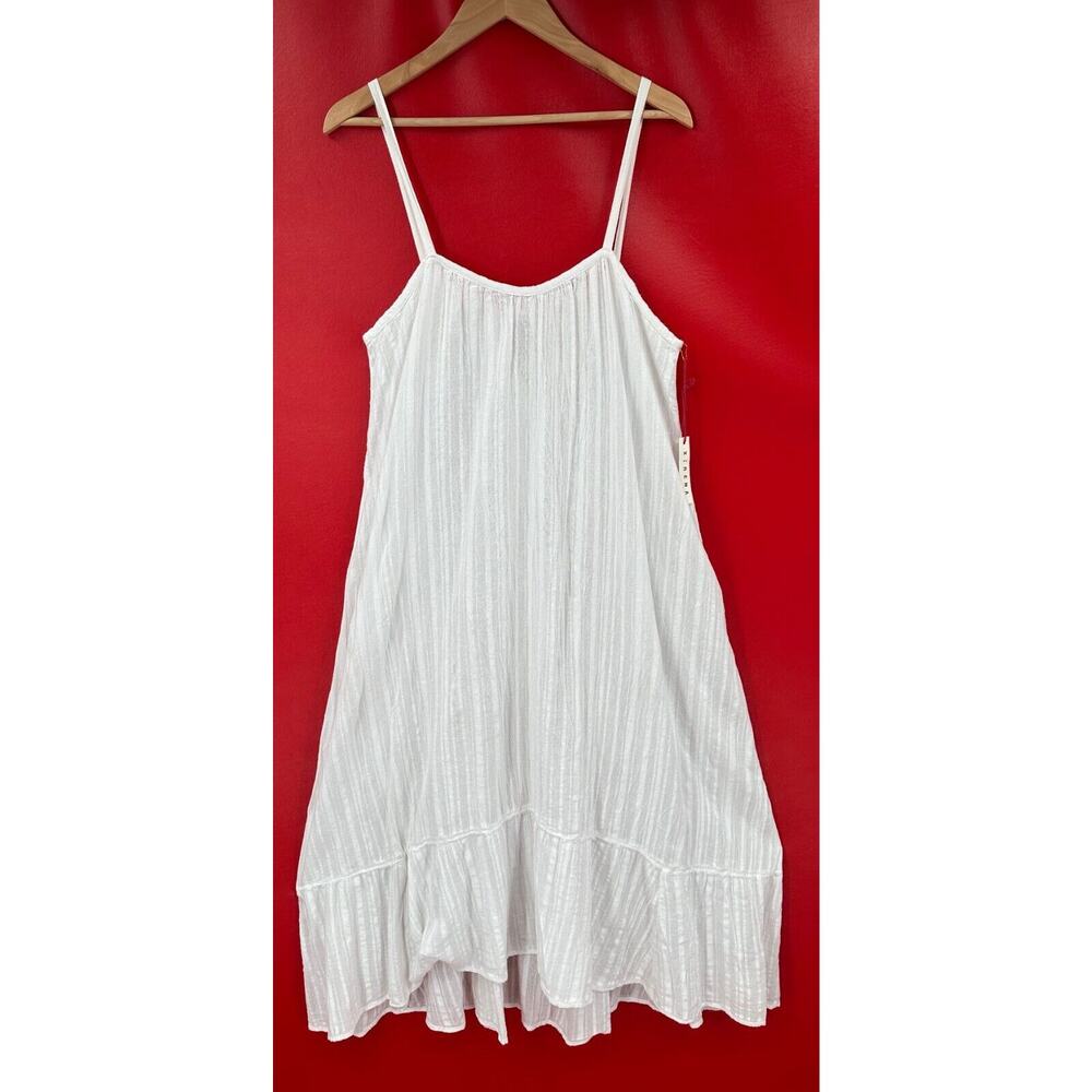 Xirena White Semi Sheer Gauzy Foam Sleeveless Tie Back Dress Made USA Size L NWT